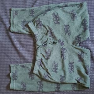 Bronze Eagle, black bear, green pajama pants, size medium, polyester